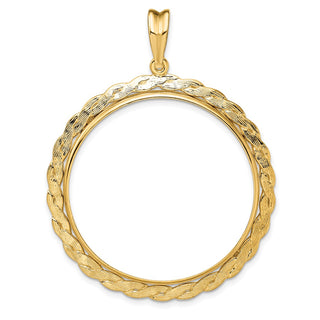 14k Yellow Gold 34.2mm Braided Prong Coin Bezel Pendant - Fits US $20 Liberty and US $20 St. Gaudens