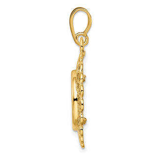 14k Yellow Gold Polished 13mm Heart Filigree Prong Coin Bezel Pendant - Fits 2 Pesos and US $1