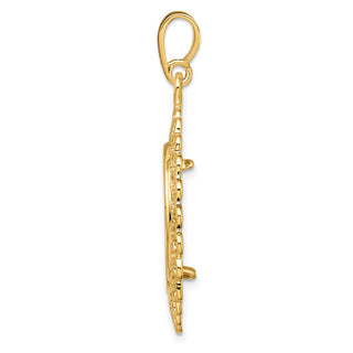 14k Yellow Gold Polished 17.8mm Heart Filigree Prong Coin Bezel Pendant - Fits US $2.50 Liberty and Other Coins