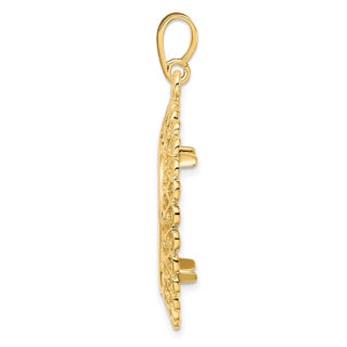 14k Yellow Gold Polished 20mm Heart Filigree Prong Coin Bezel Pendant - Fits 1/4 oz Kangaroo