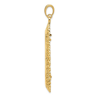 14k Yellow Gold Polished 39.5mm Heart Filigree Prong Coin Bezel Pendant - Fits 4 Ducat