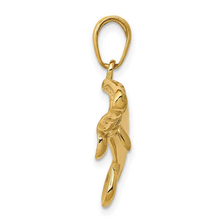 14k Yellow Gold Solid Polished Manatee Pendant