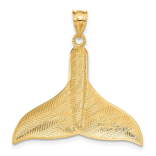 14k Yellow Gold Solid Polished Large Whale Tail Pendant
