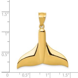 14k Yellow Gold Solid Polished Large Whale Tail Pendant