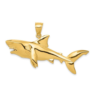 14k Yellow Gold Polished 3-D Shark Pendant
