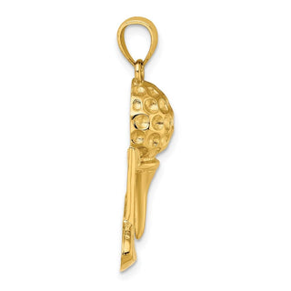 14k Yellow Gold Solid Polished Open-Backed Golf Pendant C2620