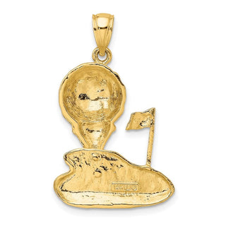 14k Yellow Gold Solid Polished Open-Backed Golf Pendant C2620
