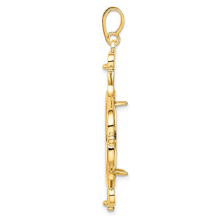14k Yellow Gold Polished 21.6mm English Scroll Prong Coin Bezel Pendant - Fits US $5 Bald Eagle and US $5 Congressional