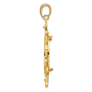 14k Yellow Gold Polished 27mm English Scroll Prong Coin Bezel Pendant - Fits 1/2 oz American Eagle, US $10 Liberty, and Other Coins