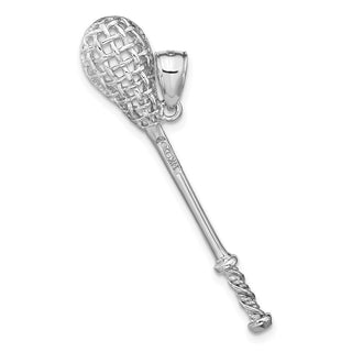 14k White Gold 3-D Lacrosse Stick Pendant