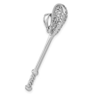 14k White Gold 3-D Lacrosse Stick Pendant