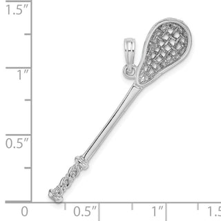 14k White Gold 3-D Lacrosse Stick Pendant