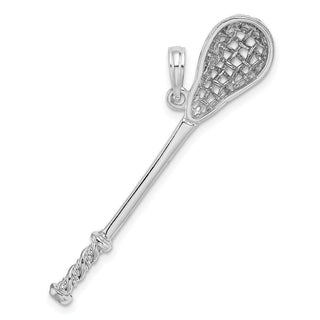 14k White Gold 3-D Lacrosse Stick Pendant