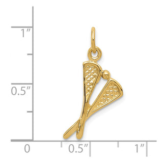 14k Yellow Gold Polished Lacrosse Sticks Charm