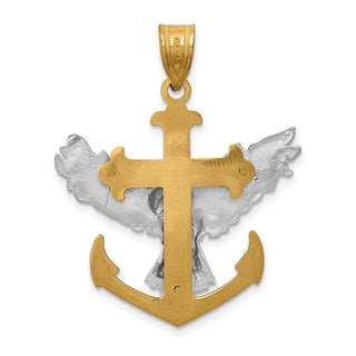14k Yellow and White Gold Mariners Cross with Eagle Pendant