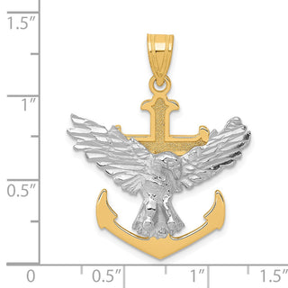 14k Yellow and White Gold Mariners Cross with Eagle Pendant