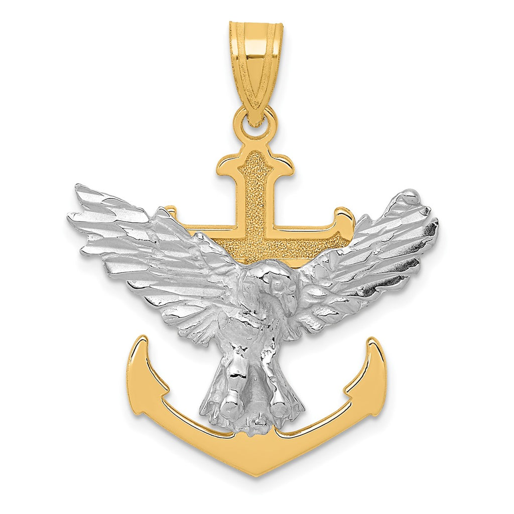 14k Yellow and White Gold Mariners Cross with Eagle Pendant ...