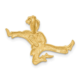 14k Yellow Gold Solid Satin Diamond-Cut Open-Backed Karate Female Charm