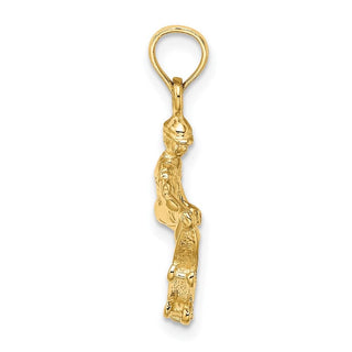 14k Yellow Gold Solid Polished 3-D Skateboarder Pendant