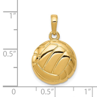 14k Yellow Gold Polished Open-Backed Volleyball Pendant
