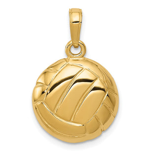 14k Yellow Gold Polished Open-Backed Volleyball Pendant