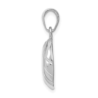14K White Gold Polished Open-Backed Volleyball Pendant