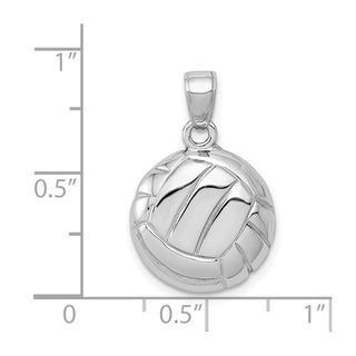 14K White Gold Polished Open-Backed Volleyball Pendant