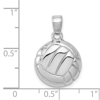 14K White Gold Polished Open-Backed Volleyball Pendant