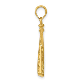 14k Yellow Gold Polished Open-Backed Bats and Ball Baseball Pendant C2662