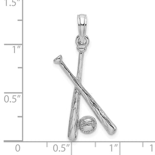 14k White Gold 2-D Baseball Pendant