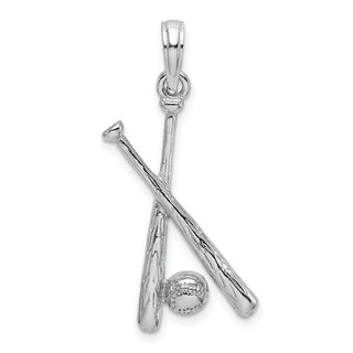 14k White Gold 2-D Baseball Pendant