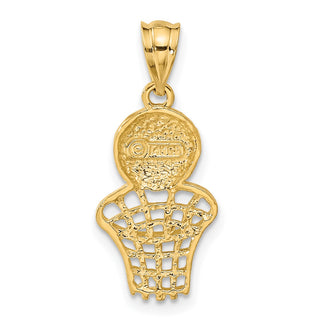 14k Yellow Gold Basketball and Net Pendant
