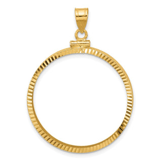 14k Yellow Gold Polished and Diamond-cut 30.0mm x 3.00mm Screw Top Coin Bezel Pendant