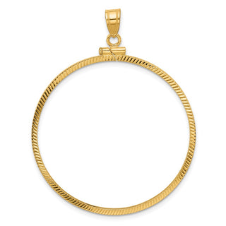 14k Yellow Gold Polished and Diamond-cut 39.5mm x 1.1mm Screw Top Coin Bezel Pendant