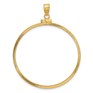 10k Yellow Gold Polished and Diamond-cut 39.5mm x 1.1mm Screw Top Coin Bezel Pendant - Fits 4 Ducat