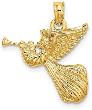 14k Yellow Gold Angel with Trumpet Pendant