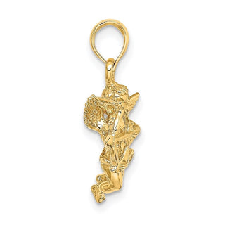 14k Yellow Gold Cupid w/Bow and Arrow Pendant