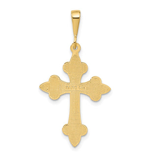 14k Yellow Gold Fleur De Lis Cross Pendant C2712