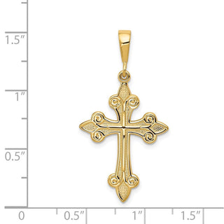 14k Yellow Gold Fleur De Lis Cross Pendant C2712