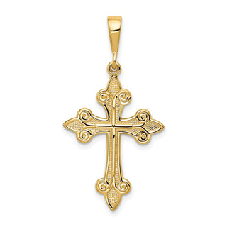 14k Yellow Gold Fleur De Lis Cross Pendant C2712