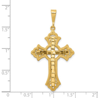 14k Yellow Gold Diamond-Cut Celtic Cross Pendant C2742