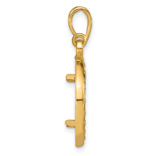 14k Yellow Gold 2mm Rope w/ Bright Edge 13mm Prong Coin Bezel Pendant - Fits 2 Pesos and US $1
