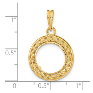 14k Yellow Gold 2mm Rope w/ Bright Edge 13mm Prong Coin Bezel Pendant - Fits 2 Pesos and US $1