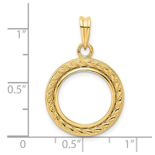 14k Yellow Gold 2mm Rope w/ Bright Edge 15mm Prong Coin Bezel Pendant - Fits US $1 Type 2