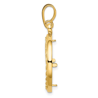 14k Yellow Gold 2mm Rope w/ Bright Edge 15.5mm Prong Coin Bezel Pendant - Fits 2.5 Pesos