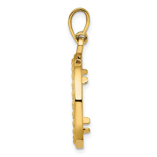 14k Yellow Gold 2mm Rope w/ Bright Edge 16mm Prong Coin Bezel Pendant - Fits 1/10 oz Maple Leaf, Maple Leaf, and Other Coins