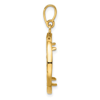 14k Yellow Gold 2mm Rope w/ Bright Edge 17.8mm Prong Coin Bezel Pendant - Fits US $2.50 Liberty and Other Coins