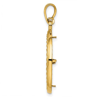 14k Yellow Gold 2mm Rope w/ Bright Edge 19.0mm Prong Coin Bezel Pendant - Fits 5 Pesos