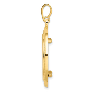 14k Yellow Gold 2mm Rope w/ Bright Edge 22mm Prong Coin Bezel Pendant - Fits 1/4 oz American Eagle and Other Coins