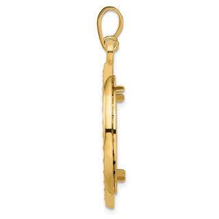 14k Yellow Gold 2mm Rope w/ Bright Edge 22.6mm Prong Coin Bezel Pendant - Fits 10 Pesos